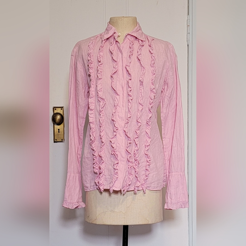 120% Lino pink linen shirt. Size small. Bust 34. Waist 34.